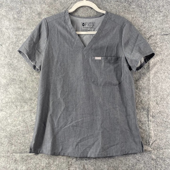 Figs Scrub Top Small Graphite Technical Collection Catarina V-Neck One Pocket - Picture 3 of 12